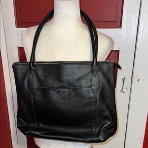 Lodis Black Pebbled Leather Tote Bag 15x12